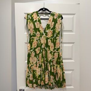 Rebecca Taylor Green Cream Maxi Sundress